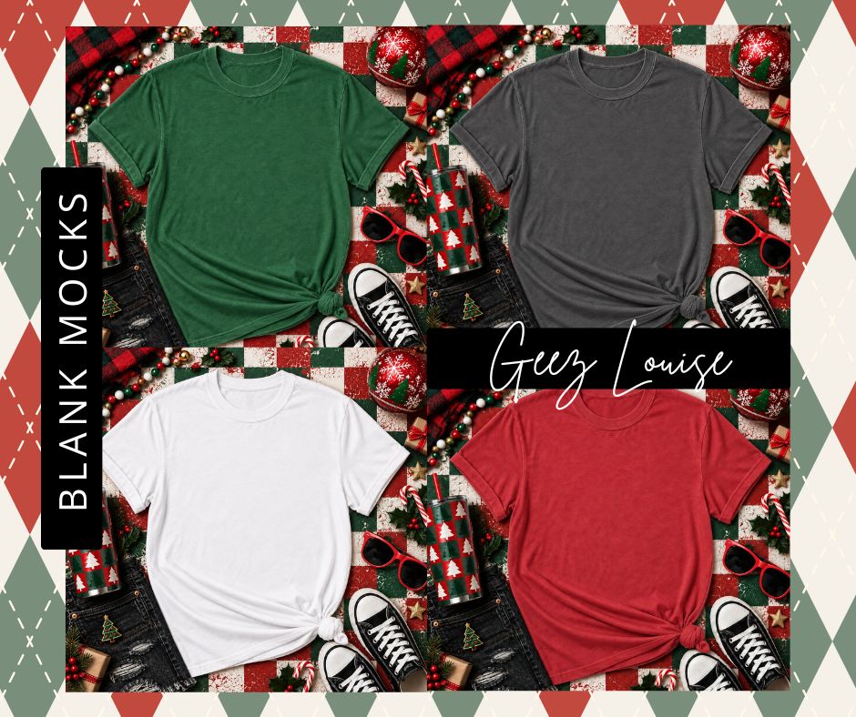 Christmas Flat Lay Blank T-Shirt Mockup Bundle