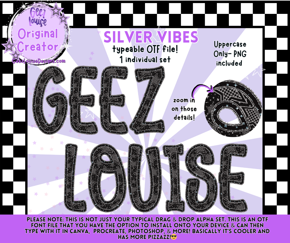 Silver Vibes – Typeable OTF Alpha Set (Uppercase + PNG)