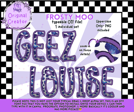 Frosty Moo – Typeable OTF Alpha Set (Uppercase + PNG)