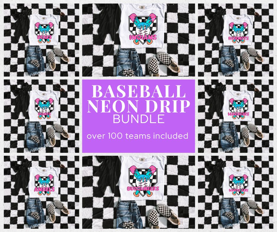 Team Baseball Neon Drip Bundle - Digital Download- PNG