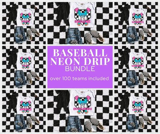 Team Baseball Neon Drip Bundle - Digital Download- PNG