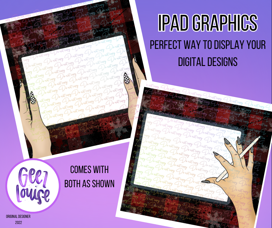 Tablet Display Graphics Set – Red & Black Plaid Background PNGs