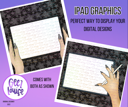 Tablet Display Graphics Set – Black Star Pattern Background PNGs