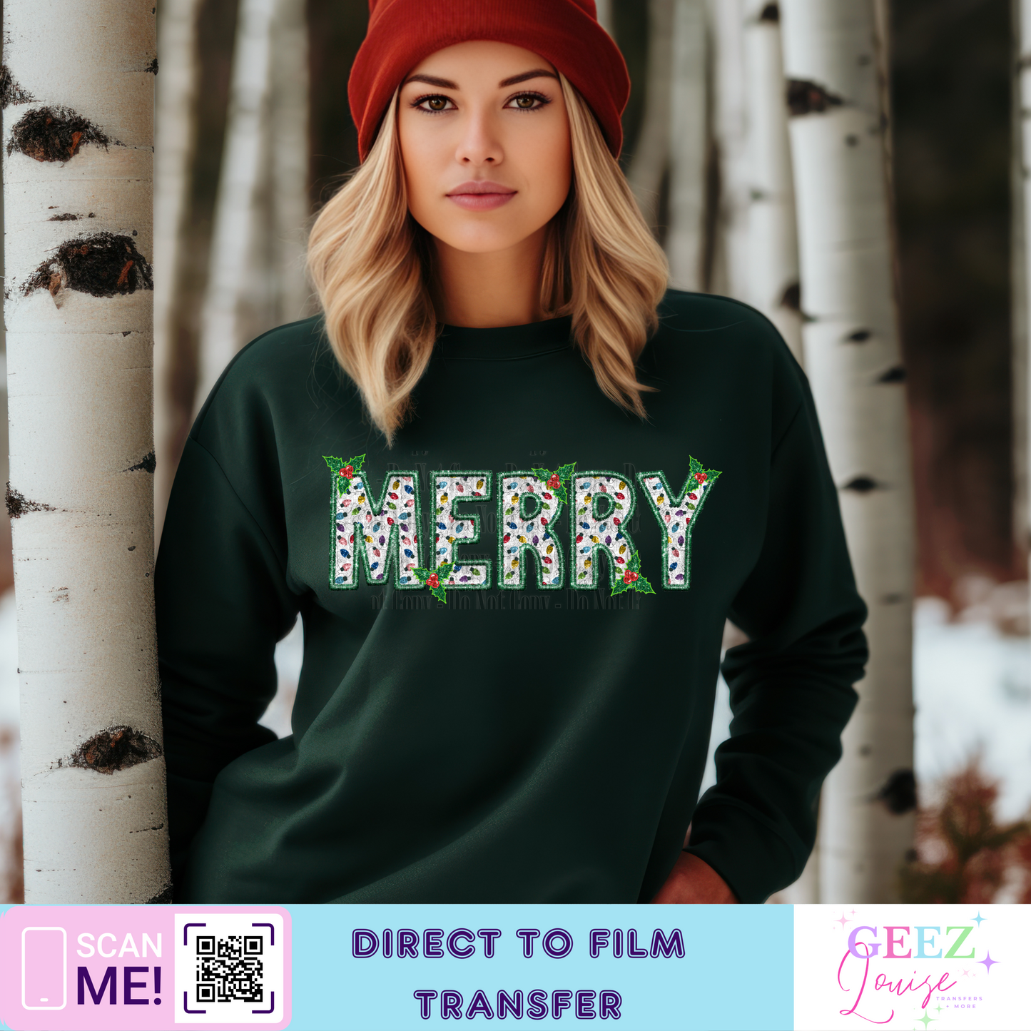 merry  Christmas - Direct to Film Transfer - made to order