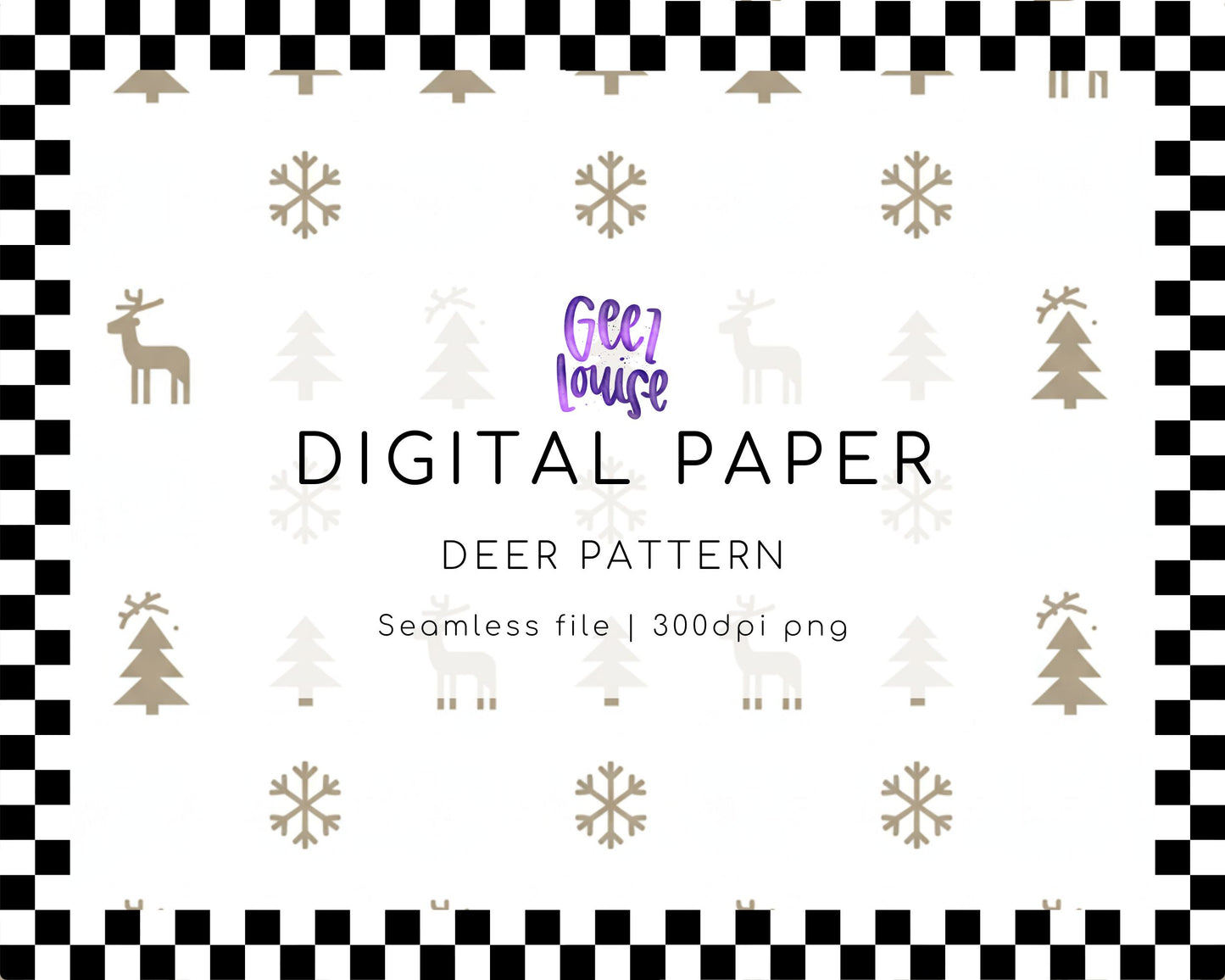Deer Pattern Digital Paper (Seamless PNG)