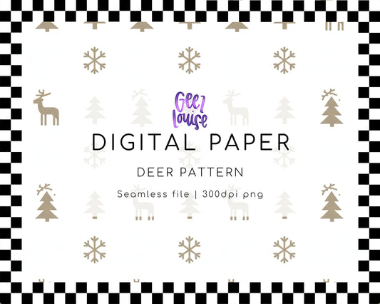 Deer Pattern Digital Paper (Seamless PNG)