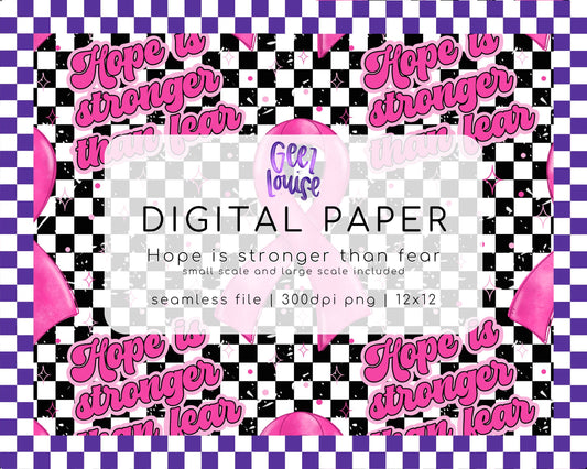 Hope Is Stronger Than Fear – Awareness Ribbon Checkerboard Digital Paper