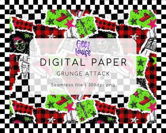 Grunge Attack Digital Paper (Seamless PNG)