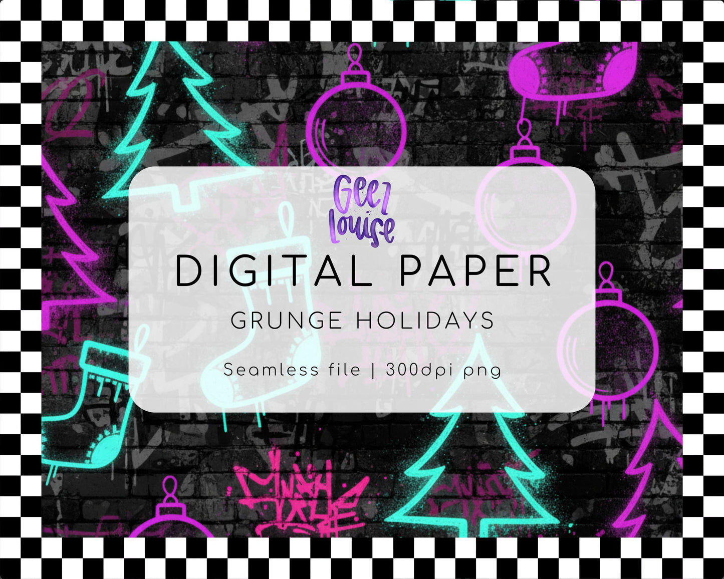 Grunge Holidays Digital Paper (Seamless PNG)