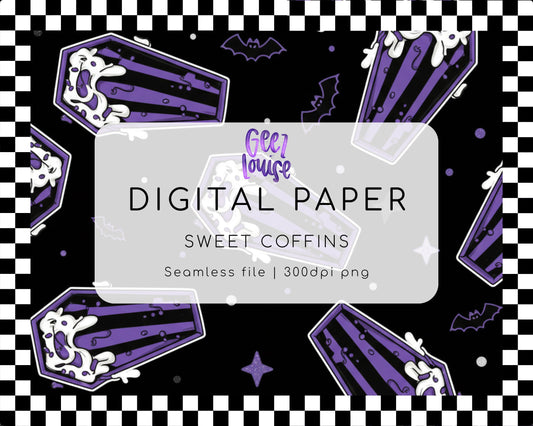 Sweet Coffins Digital Paper (Seamless PNG)