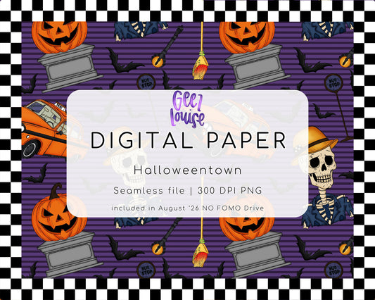 Halloweentown Halloween Seamless Digital Paper | Purple Spooky PNG