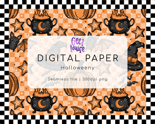 Halloweeny Seamless Digital Paper – Halloween Pattern | 300 DPI PNG File