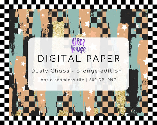 Dusty Chaos Orange Digital Paper | Abstract Grunge PNG Background | Printable Craft Paper | August 26 Seamless & Combo Drive