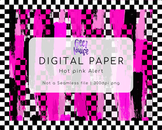 Hot Pink Alert Digital Paper – Bold Grunge Strokes (Non-Seamless, 300 DPI PNG)