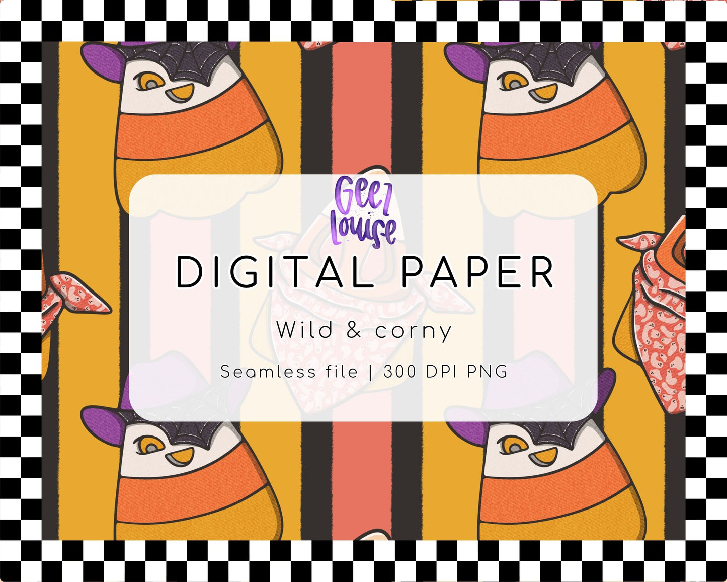 Wild & Corny Halloween Seamless Digital Paper | Candy Corn PNG Pattern | Fall Background