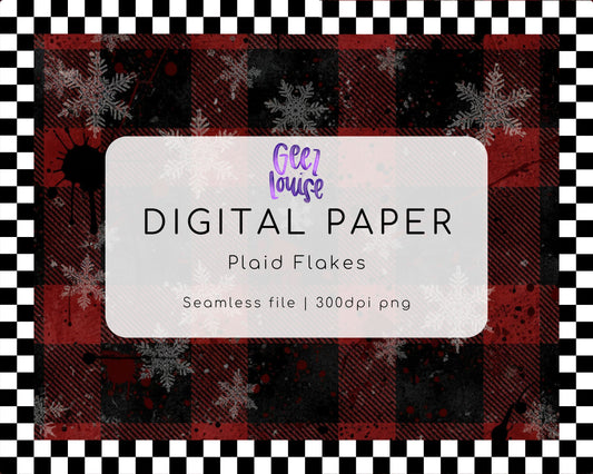 Plaid Flakes Digital Paper (Seamless PNG)