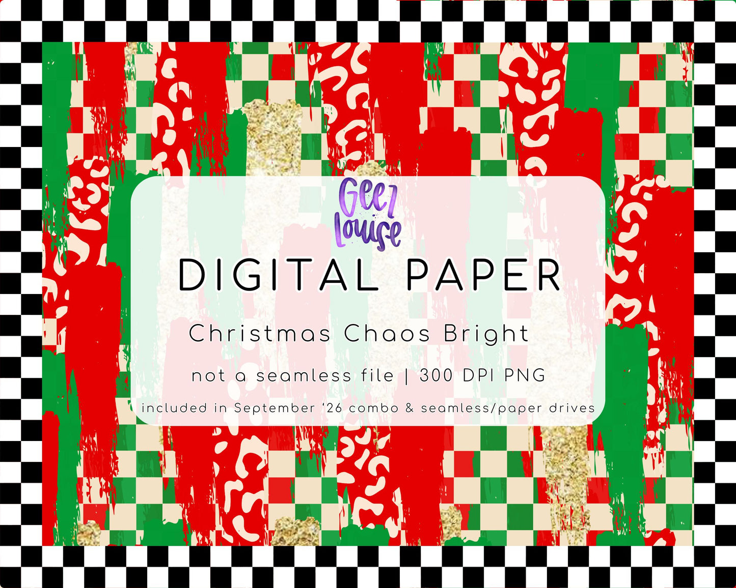 Christmas Chaos Bright Digital Paper PNG | Retro Red Green Christmas Background