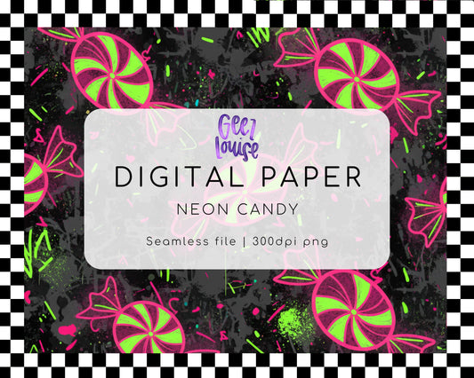 Neon Candy Digital Paper (Seamless PNG)