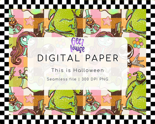This Is Halloween Digital Paper | Seamless Halloween Pattern | 12x12 PNG | July 26 NO FOMO DRIVE | Digital Download