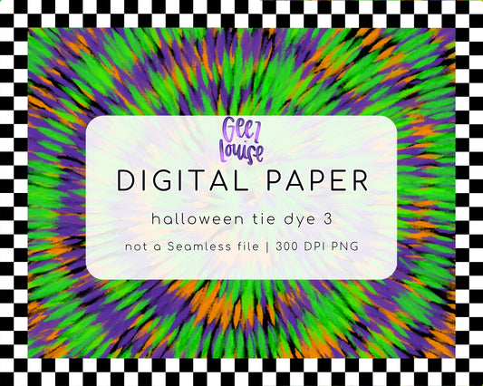 Halloween Tie Dye Digital Paper 3 | Purple Green Orange PNG Background