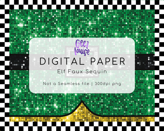 Elf Faux Sequin Digital Paper | Christmas PNG Background