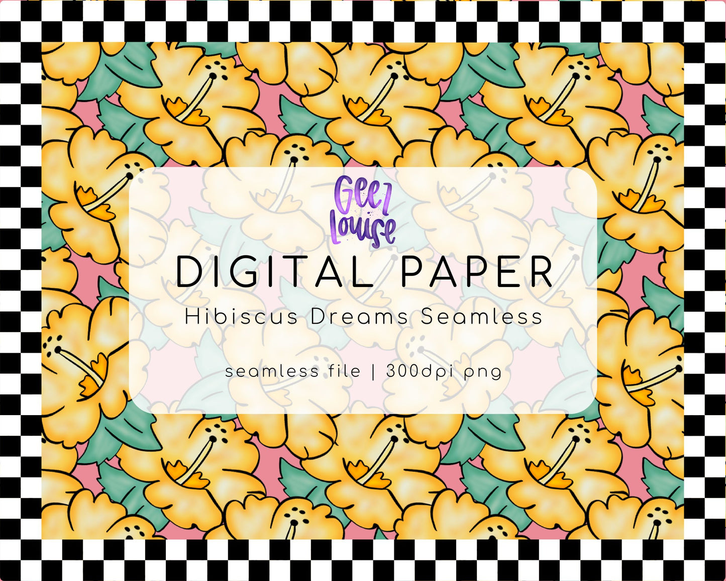 Hibiscus Dreams seamless digital paper- Digital Download- PNG