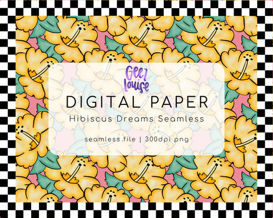 Hibiscus Dreams seamless digital paper- Digital Download- PNG