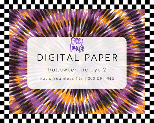 Halloween Tie Dye Digital Paper 2 | Purple Orange Black PNG Background