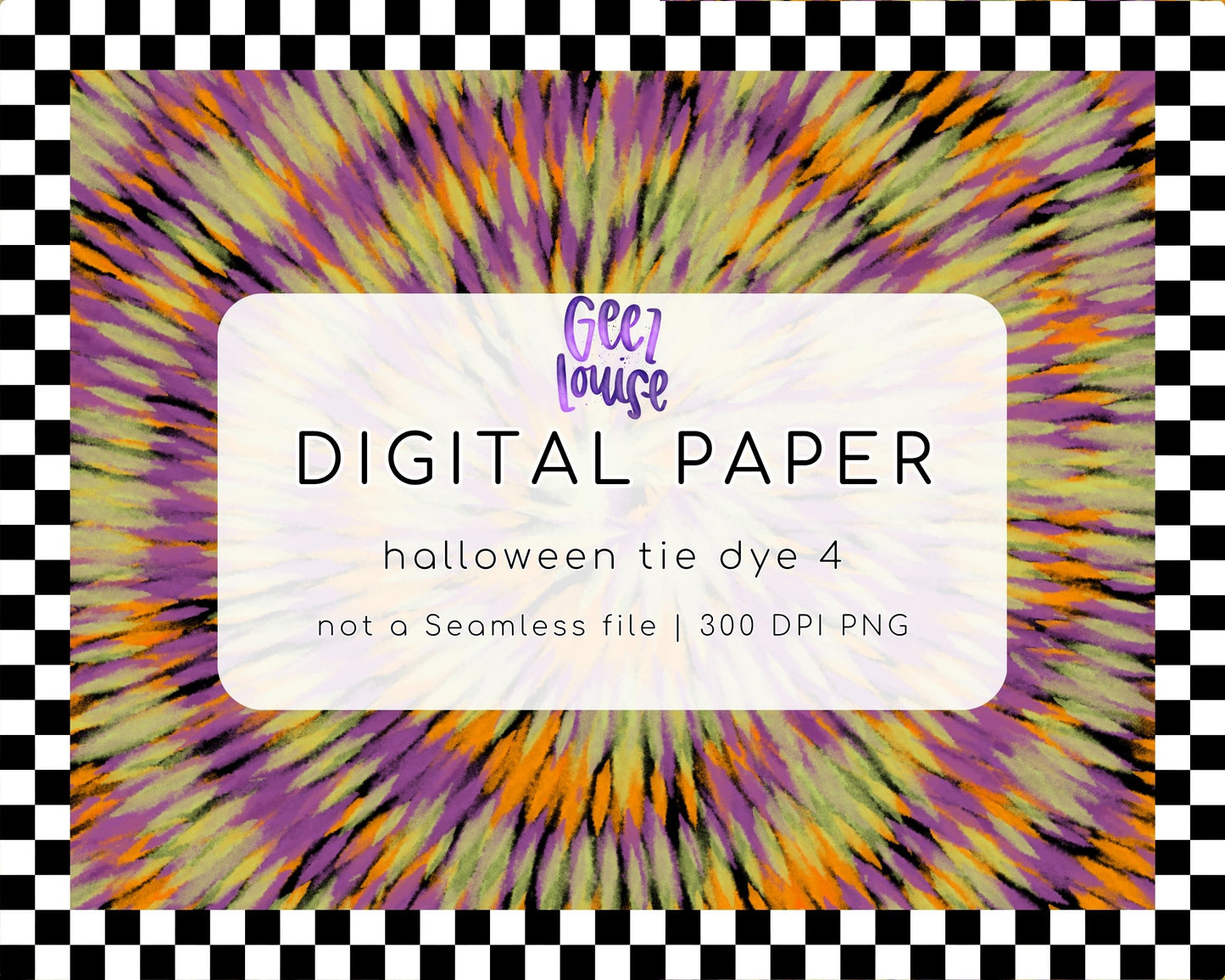 Halloween Tie Dye Digital Paper 4 | Purple Orange Vintage Green PNG Background
