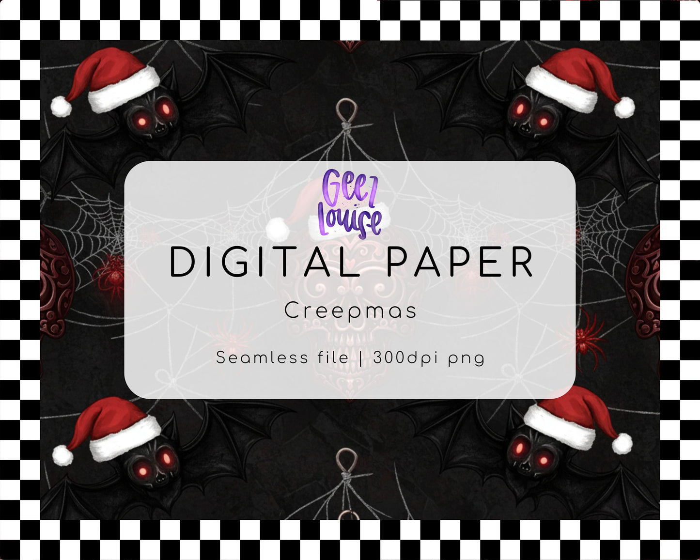 Creepmas Digital Paper | Gothic Christmas Seamless Background PNG