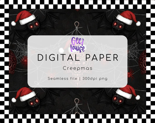 Creepmas Digital Paper | Gothic Christmas Seamless Background PNG