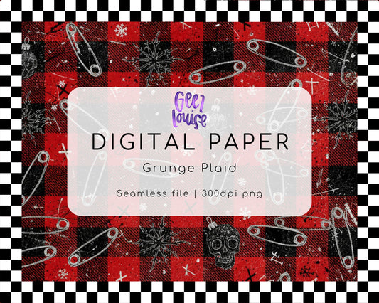Grunge Plaid Digital Paper (Seamless PNG)