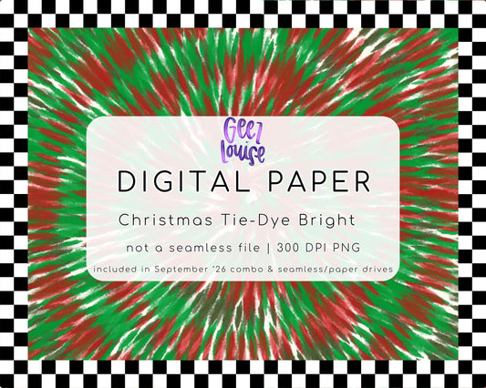 Christmas Tie-Dye Bright Digital Paper PNG | Red Green Christmas Background