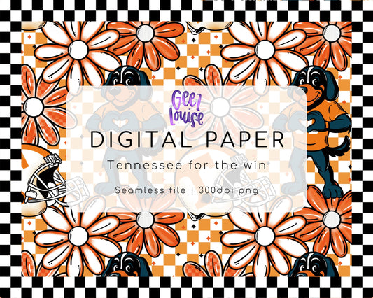 Tennessee For The Win – Checkerboard Football Digital Paper