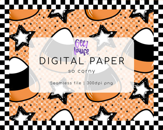 So Corny Seamless Digital Paper – Halloween Pattern | 300 DPI PNG File