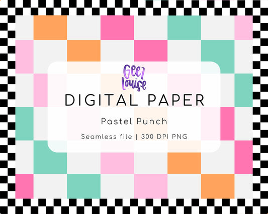 Pastel Punch Digital Paper | Retro Seamless Checker PNG