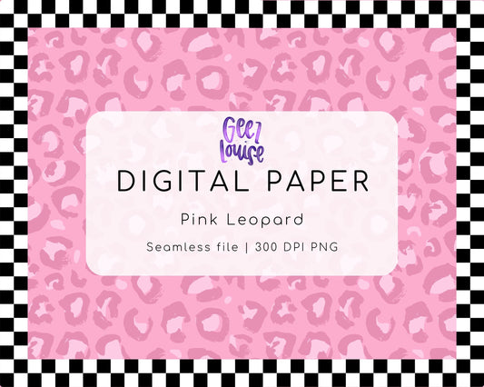 Pink Leopard Seamless Digital Paper | Pink Cheetah Print Background | 300 DPI PNG