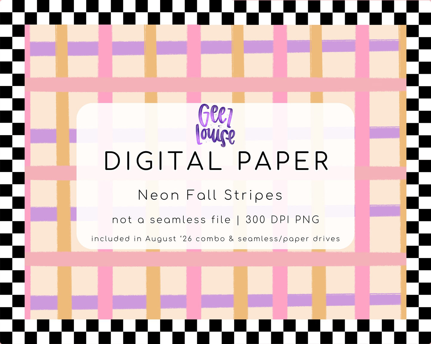 Neon Fall Stripes Digital Paper PNG | Pastel Fall Background | August '26 Seamless Drive