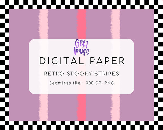 Retro Spooky Stripes Digital Paper | Halloween Seamless PNG | Pink Purple Stripe Background