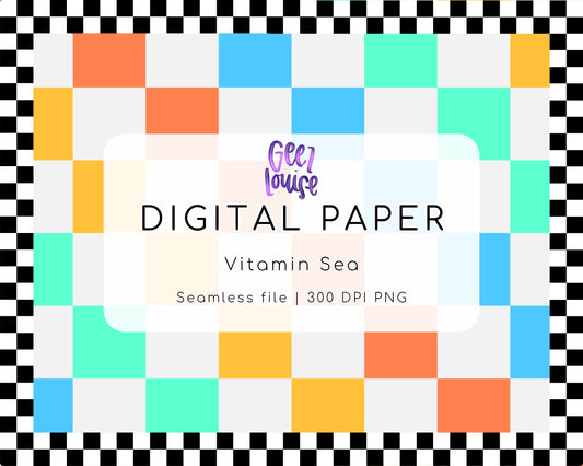 Vitamin Sea Digital Paper | Bright Retro Seamless PNG Background