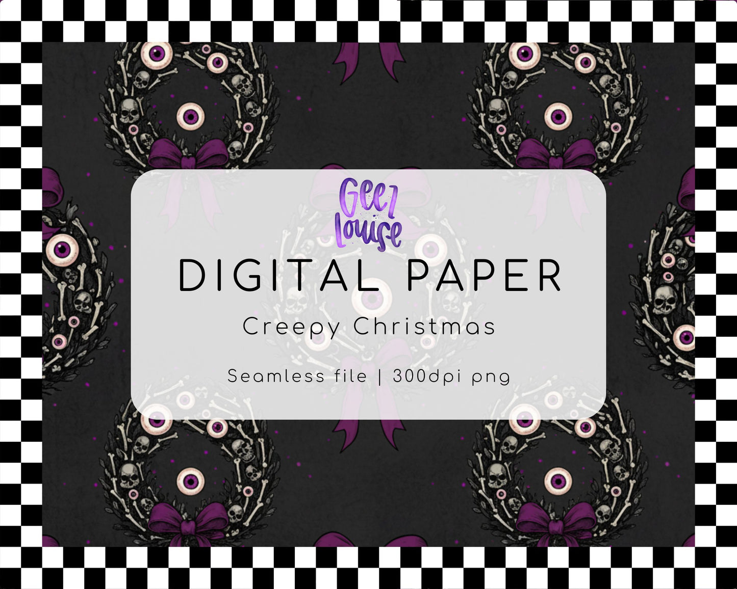 Creepy Christmas Digital Paper | Gothic Holiday Seamless Background PNG