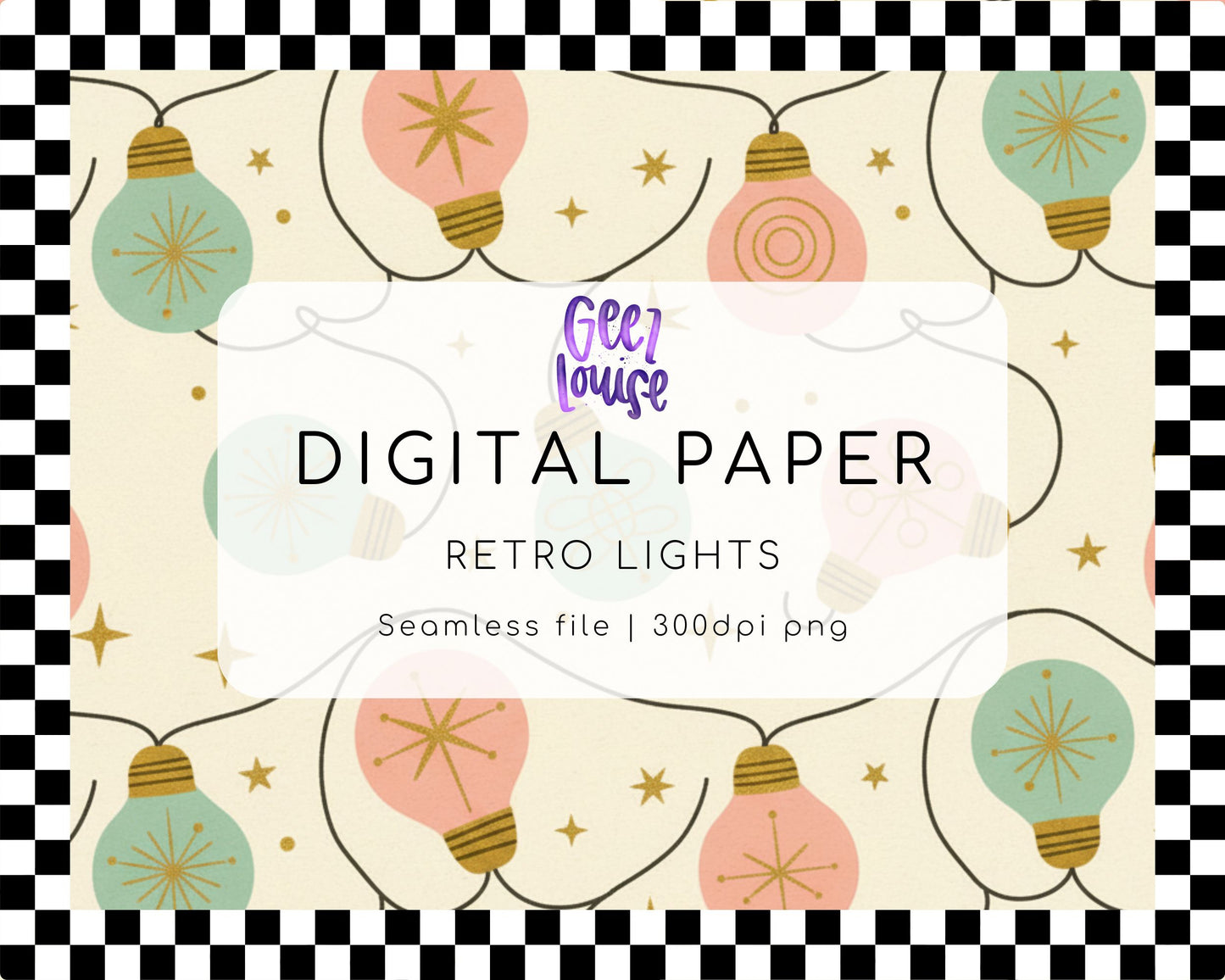 Retro Lights Digital Paper (Seamless PNG)