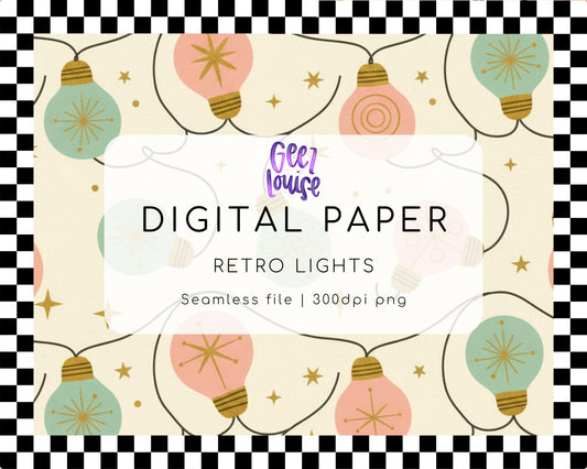 Retro Lights Digital Paper (Seamless PNG)