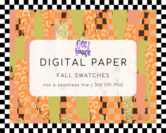 Fall Swatches Digital Paper | Autumn PNG Background | Grunge Fall Digital Paper