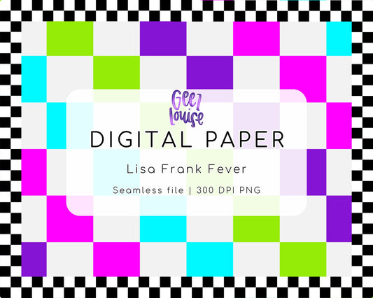 Lisa Frank Fever Digital Paper | Neon Retro Seamless PNG