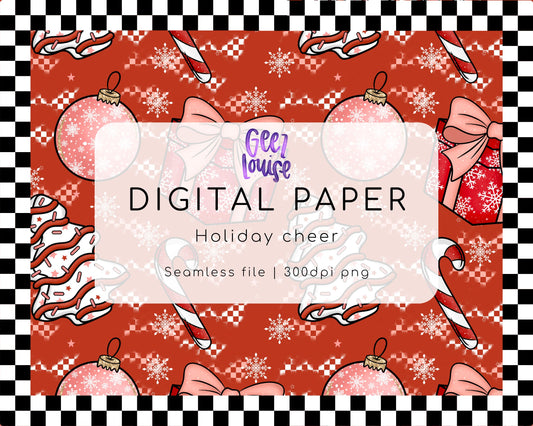 Holiday Cheer Digital Paper | Christmas Seamless Background | 300 DPI PNG