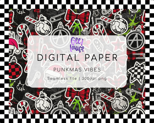 Punkmas Vibes Digital Paper (Seamless PNG)