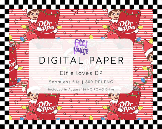 Elfie Loves DP Christmas Seamless Digital Paper | Holiday Soda PNG