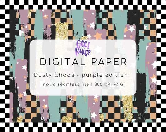 Dusty Chaos Purple Digital Paper | Purple Grunge Background PNG | Abstract Brush Stroke Craft Paper | August 26 Seamless Drive