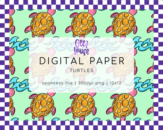 Turtles – Seamless Digital Paper for Summer and Beach Vibes